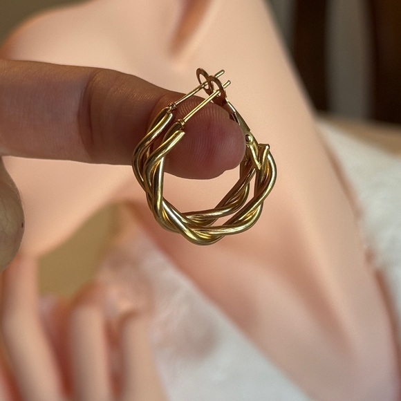 Anthropologie Jewelry - NEW | Chic Gold Twisted Hoop Earrings